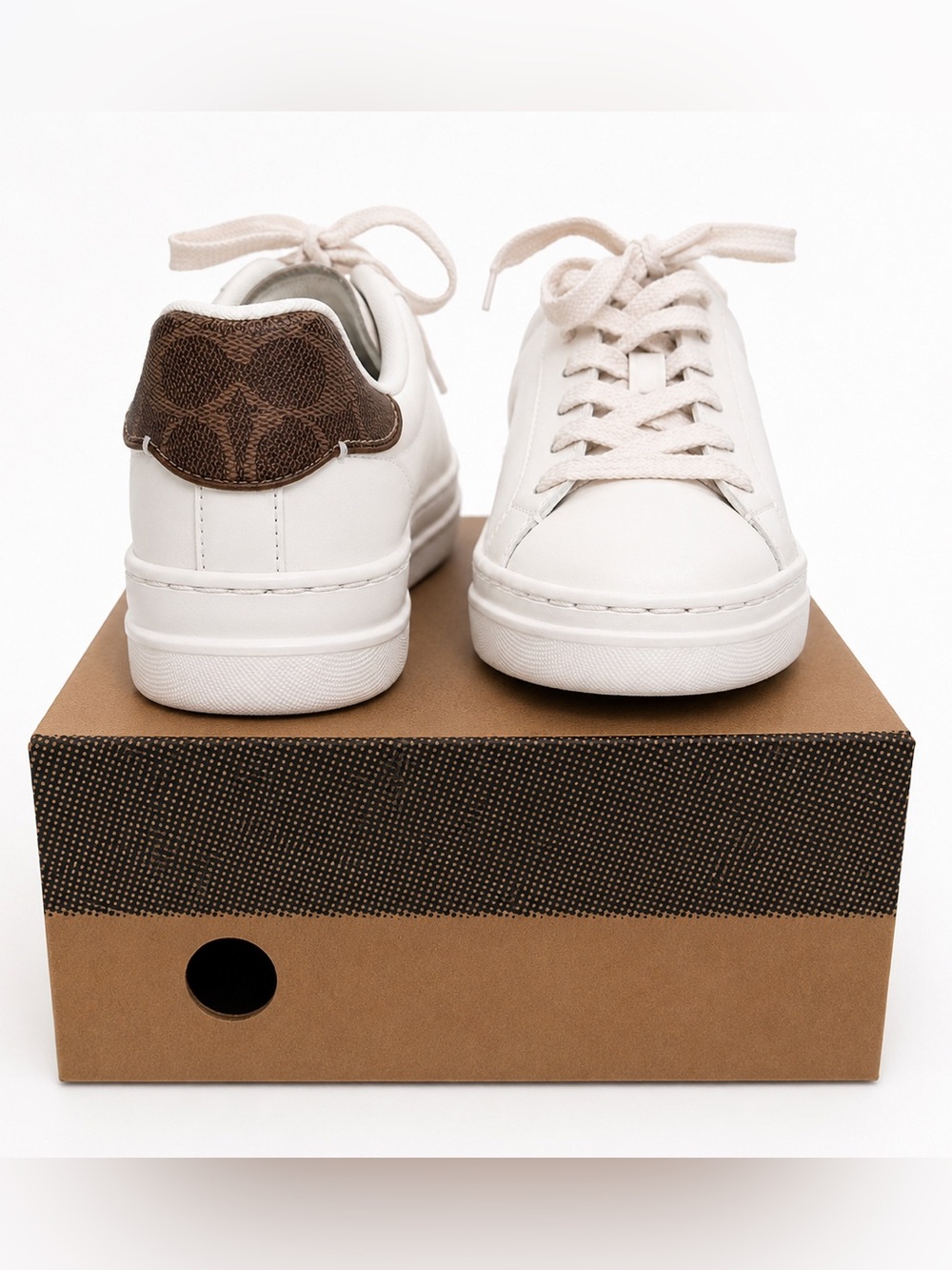 Coach White Low-Top Women's Sneakers with Brown Accent - Size 6 - Picture 5 of 6